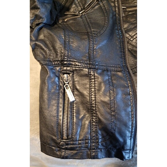 JOUJOU Girls Black Faux Leather Jacket  size M  10/12 - Picture 11 of 13